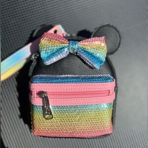 Disney Loungefly 2020 Sequined Pastel Rainbow Backpack Wristlet